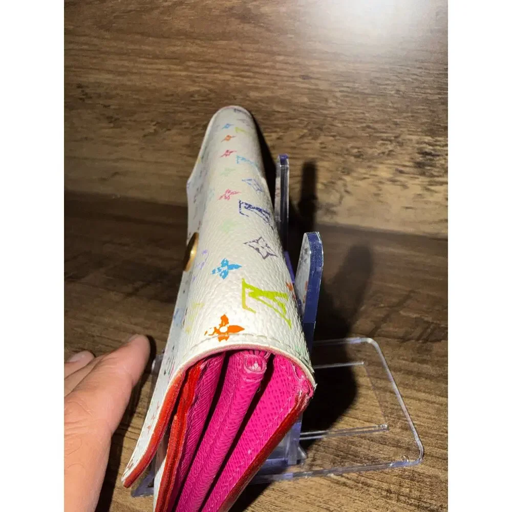 Louis Vuitton Murakami Monogram Multicolore Sarah Wallet Blanc/Grenade with box